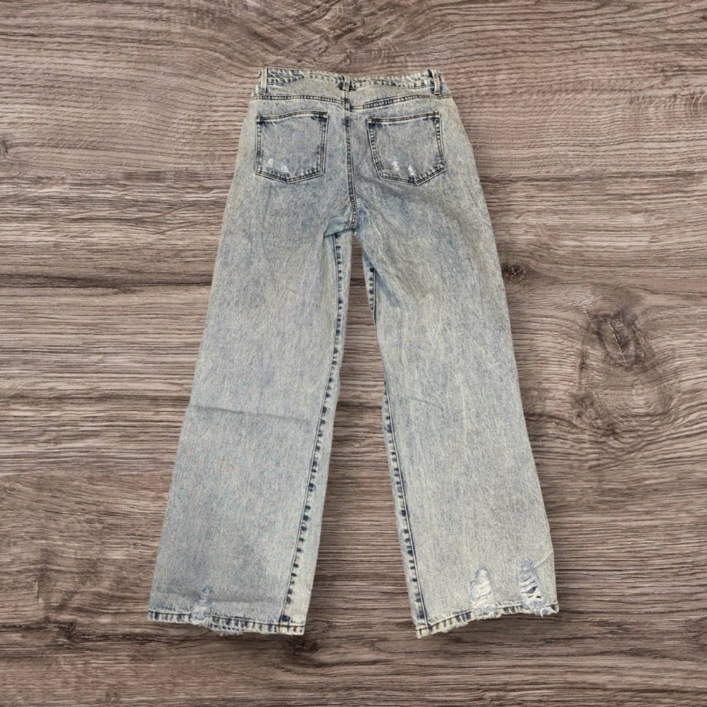 RSQ Women’s Distressed Wide Leg Jeans Light Wash Denim Size 32x31 Y2K Baggy - Picture 2 of 6